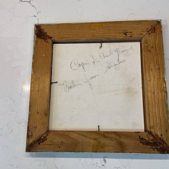 Vintage Enzo Petrilli 6″ Oil Painting on Tile – Italian Seaside Café (Framed) - Picture 14 of 16